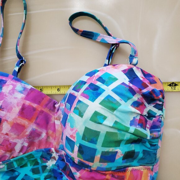 Profile by Gottex Tutti Frutti Bandeau Ruffle Hem Swimdress - Size 6 - Picture 8 of 16